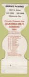 Matchbook Cover - Oklahoma State Cowboys 1980 Schedule Burns Paving OKC Contour