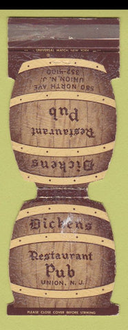 Matchbook Cover - Dickens Restaurant Pub Union NJ WORN Contour