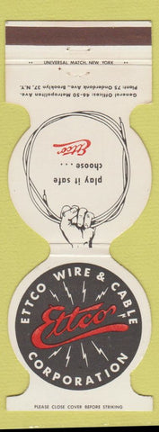 Matchbook Cover - Ettco Wire Cable Brooklyn NY Jewelite
