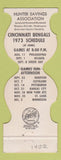 Matchbook Cover - Cincinnati Bengals 1973 Schedule Bank  Jewelite