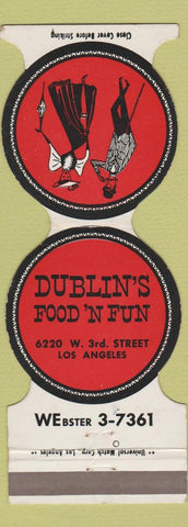 Matchbook Cover - Dublin's Food N Fun Los Angeles CA Jewelite