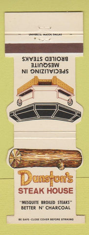 Matchbook Cover - Dunston's Steak House Dallas TX Jewelite