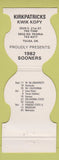 Matchbook Cover - Oklahoma Sooners 1982 Schedule Kwik Kopy Tulsa OK Contour