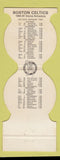 Matchbook Cover - Boston Celtics Aloha Polynesian South Hingham MA 1980 schedule