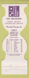 Matchbook Cover University of Albany Danes 1981 Schedule Domino's Pizza Contour