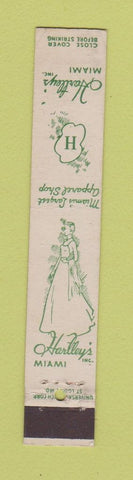Matchbook Cover - Hartley's Miami FL girlie women's clothes 10 Strike