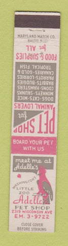 Matchbook Cover - Little Zoo Adelle's Pet Shop Washington DC 12 Strike
