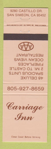 Matchbook Cover - Carriage Inn San Simeon CA