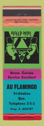 Matchbook Cover - Au Flamingo St Gedeon QC restaurant