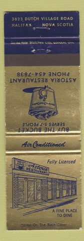 Matchbook Cover - Astoria Restaurant Fried Chicken Halifax NS