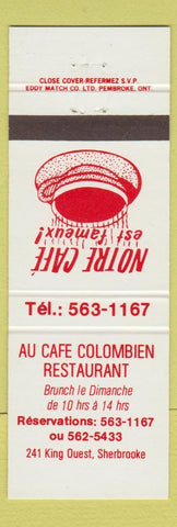 Matchbook Cover - Au Cafe Colombien Restaurant Sherbrooke QC