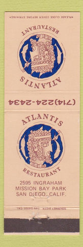 Matchbook Cover - Atlantis Restaurant San Diego CA