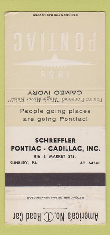 Matchbook Cover - 1959 Pontiac Schreffler Sunbury PA Cameo Ivory 30 Strike