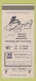 Matchbook Cover - 2601 Restaurant Philadelphia PA 30 Strike