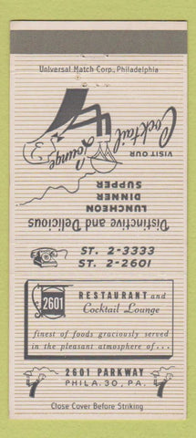 Matchbook Cover - 2601 Restaurant Philadelphia PA 30 Strike