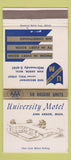 Matchbook Cover - University Motel Ann Arbor MI WEAR 30 Strike