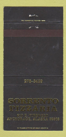 Matchbook Cover - Sorrento Pizza Anchorage AK WEAR 30 Strike