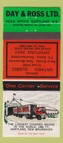 Matchbook Cover - Day Ross Trucking Hartland NB WEAR 30 Strike
