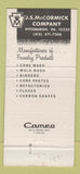 Matchbook Cover - JS McCormick 100th Pittsburgh PA Foundry 30 Strike