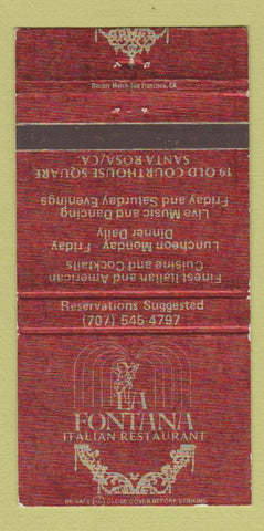 Matchbook Cover - La Fontana Italian Santa Rosa CA 30 Strike
