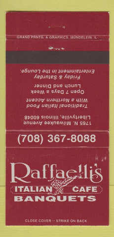 Matchbook Cover - Raffaelli's Italian Libertyville IL 30 Strike