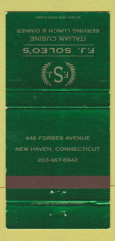 Matchbook Cover - FJ Soleo's Italian New Haven CT 30 Strike