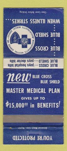 Matchbook Cover - Blue Cross Blue Shield Boston Brockton MA WORN 30 Strike
