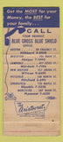 Matchbook Cover - Blue Cross Blue Shield Boston Brockton MA WORN 30 Strike