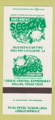 Matchbook Cover - Razoo's Cajun Cafe Fort Worth Dallas TX frog 30 Strike