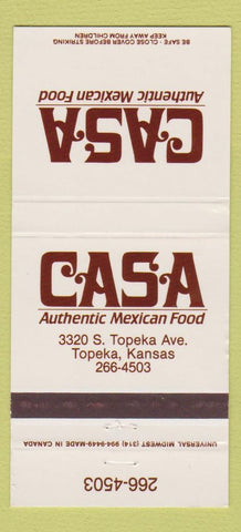 Matchbook Cover - Casa Mexican Food Topeka KS 30 Strike