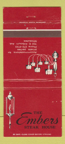 Matchbook Cover - Embers Steak House Milwaukee WI 30 Strike