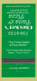 Matchbook Cover - Checker's Pasta Pizza Dallas TX 30 Strike