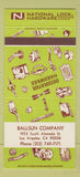 Matchbook Cover - National Lock Hardware Ballsun Los Angeles CA 30 Strike