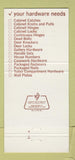 Matchbook Cover - National Lock Hardware Ballsun Los Angeles CA 30 Strike