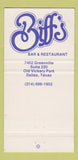 Matchbook Cover - Biff's Dallas TX restaurant 30 Strike