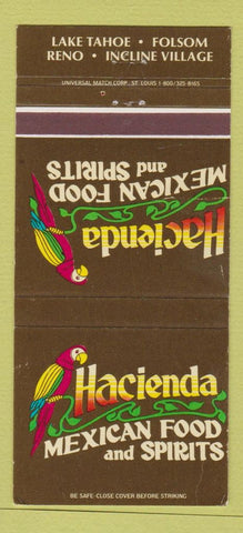 Matchbook Cover - Hacienda Mexican Reno Lake Tahoe Folsom 30 Strike