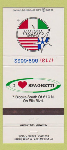 Matchbook Cover - Italian Cavatore Restaurant Houston TX 30 Strike