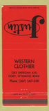 Matchbook Cover - Justin Boots Western Clothes Cody WY 30 Strike