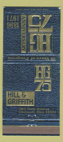 Matchbook Cover - Hill and Griffith 1971 Cincinnati OH 30 Strike