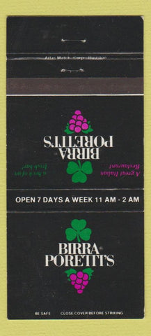 Matchbook Cover - Birra Poretti's Houston Dallas TX WEAR 30 Strike