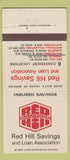 Matchbook Cover - Red Hill Savings Loan Pottstown PA WEAR 30 Strike