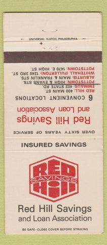 Matchbook Cover - Red Hill Savings Loan Pottstown PA WEAR 30 Strike