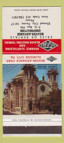 Matchbook Cover - Beaver Advance Scaffolding Ellwood City PA 30 Strike