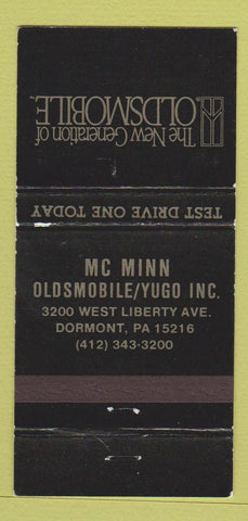 Matchbook Cover - Mc Minn Oldsmobile Yugo Dormont PA 30 Strike