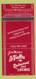 Matchbook Cover - Jim Mullee's La Valles Restaurant Mentor OH 30 Strike