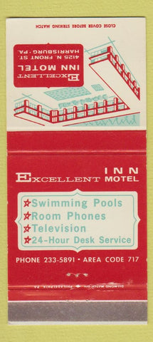 Matchbook Cover - Excellent Inn Motel Harrisburg PA 30 Strike