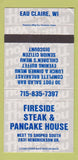 Matchbook Cover - Fireside Steak Pancake House Eau Claire WI 30 Strike