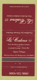 Matchbook Cover - LA Catena 22 Italian Bridgewater NJ 30 Strike