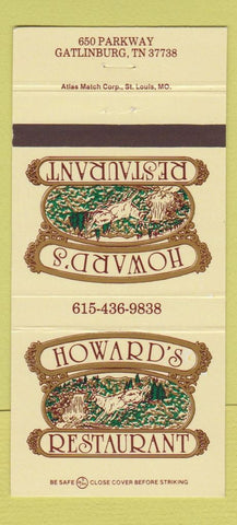 Matchbook Cover - Howard's Restaurant Gatlinburg TN 30 Strike