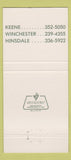Matchbook Cover - Cheshire National Bank Keene Hinsdale Winchester NH 30 Strike